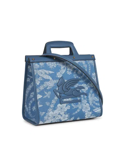 Etro Women Light Blue Love Trotter Medium Shopping Bag