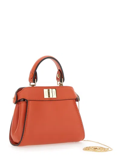 Fendi 'pekaboo' Orange Mini Bag With Removable Handle And Chain Shoulder Strap In Leather Woman