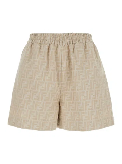 Fendi Chambray Ff Shorts In Multi