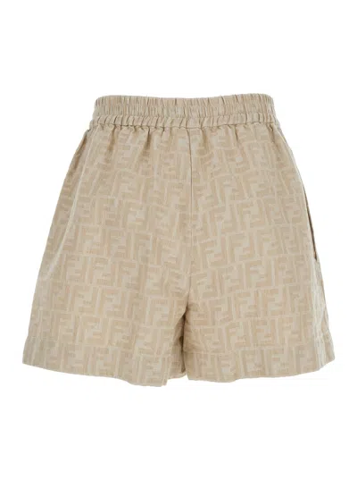 Fendi Chambray Ff Shorts In Multi