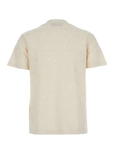 Fendi Beige Cotton And Linen T-shirt With Logo In Neutral