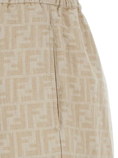 Fendi Embroidered Chambray Wide-leg Pant In Multi