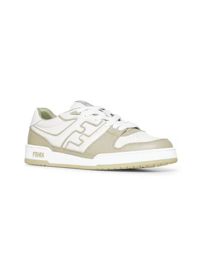Fendi Leather Sneakers With Ff Lateral Logo In White