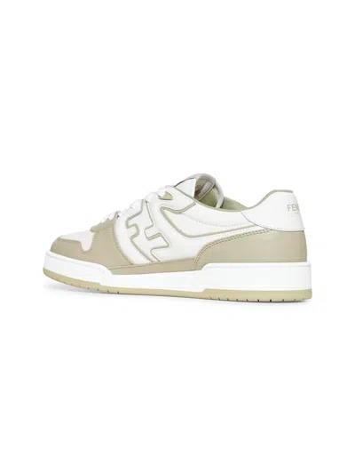 Fendi Leather Sneakers With Ff Lateral Logo In White
