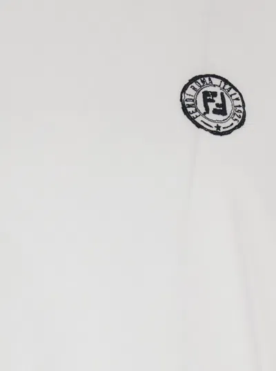 Fendi Stamp Crew Neck Patch Detail Short Sleeves In White