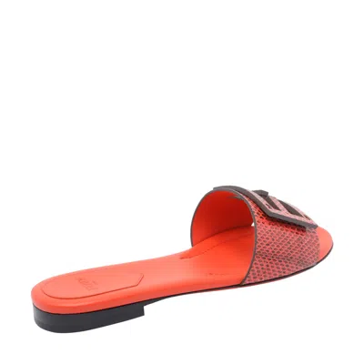 Fendi Women Baguette Slides In Red