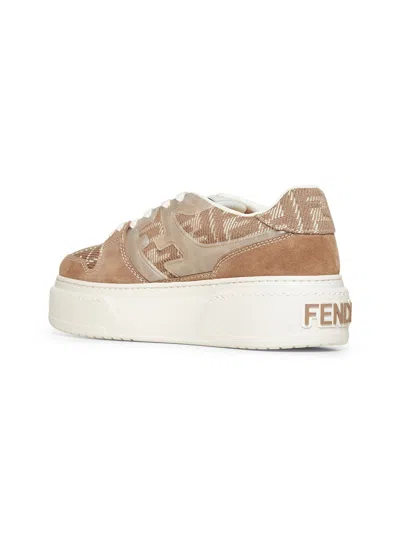 Fendi Women Beige Suede  Match Sneakers