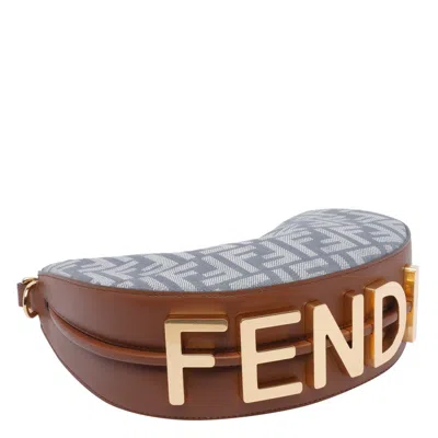 Fendi Women Mini Denim Effect Ff Jacquard Graphy Hobo Bag