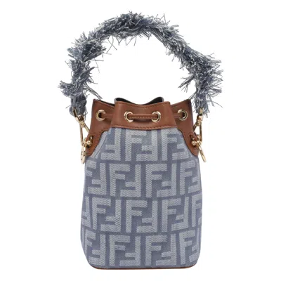 Fendi Women Mini Denim Ff Logo Mon Tresor