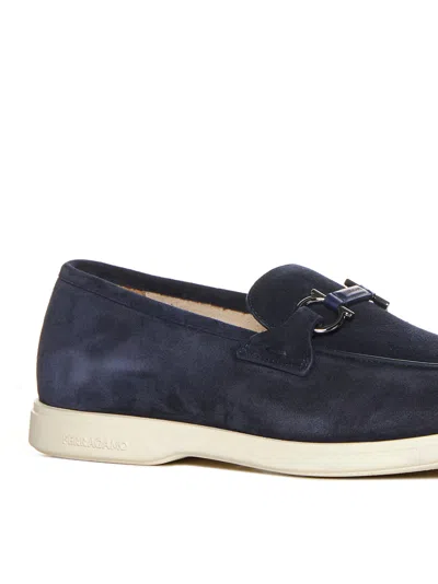 Ferragamo Men Gancini Suede Loafers