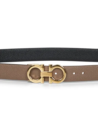Ferragamo Women Caraway Seed Leather Gancini Reversible Belt