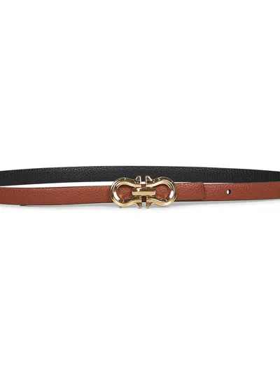 Ferragamo Women New Cognac Gancini Reversible Belt