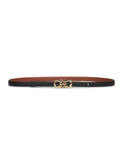 Ferragamo Women New Cognac Gancini Reversible Belt