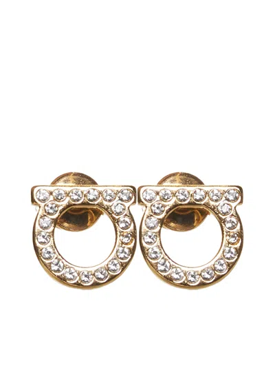 Ferragamo Women Rhinestones Gancini Earrings By