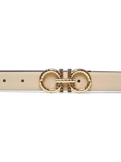 Ferragamo Women Stone Reversible Gancini Belt