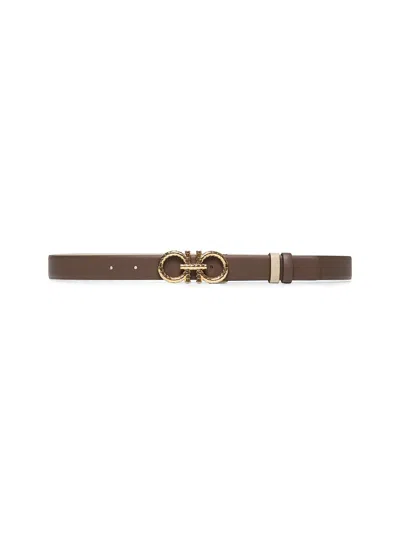 Ferragamo Women Stone Reversible Gancini Belt