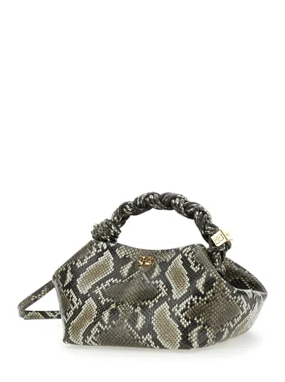 Ganni Women Small Bou Snake Handbag In Gray