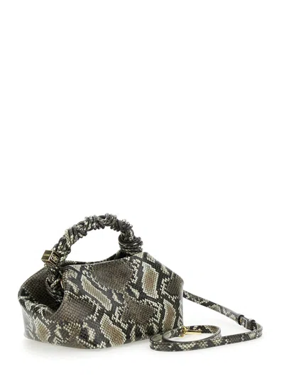 Ganni Women Small Bou Snake Handbag In Gray