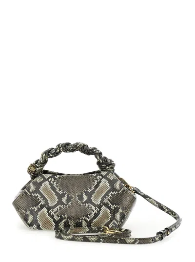 Ganni Women Small Bou Snake Handbag In Gray
