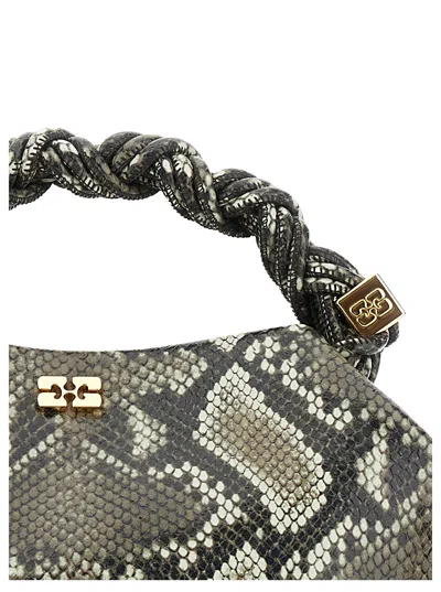 Ganni Women Small Bou Snake Handbag In Gray