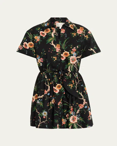 Cara Cara Asbury Floral Tie Mini Shirtdress