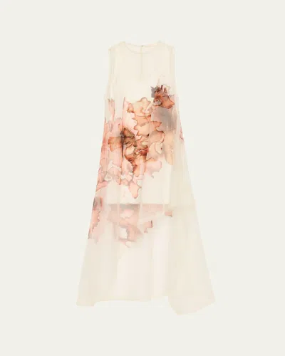 Jason Wu Collection Burnt Floral Organza Gown With Mini Dress Lining In Orange