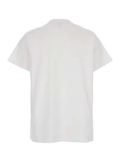 Ganni White Crewneck T-shirt With Maxi Logo On The Front In White