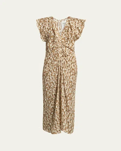 Isabel Marant Lyndsay Gathered Jacquard Midi Dress