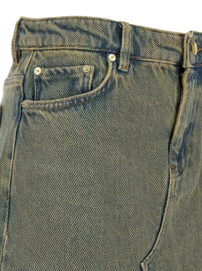Ganni Maxi Grey Skirts With Slit At The Front In Denim Woman