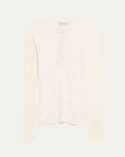 Gabriela Hearst Anges Cashmere Rib Henley Sweater