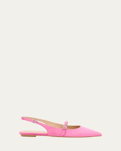 Stuart Weitzman Emilia Suede Mary Jane Slingback Ballerina Flats In Pink