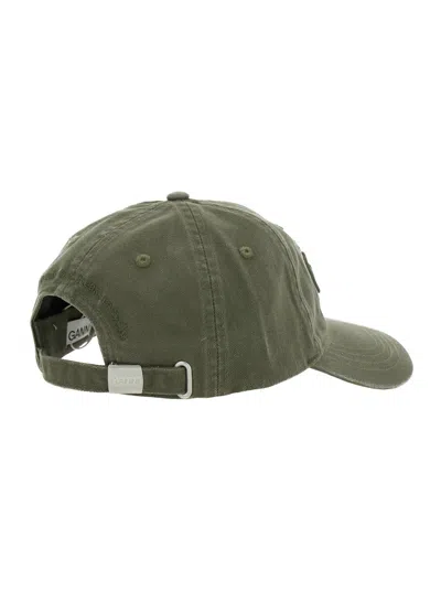 Ganni Washed Cotton Canvas Cap Emb