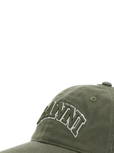 Ganni Washed Cotton Canvas Cap Emb