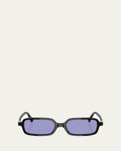 Miu Miu Mu 11zsf Acetate Rectangular Sunglasses In Black