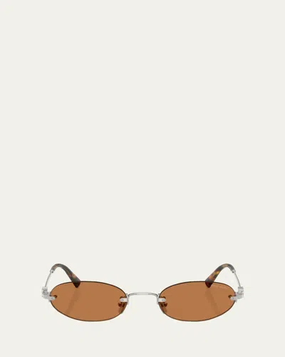 Miu Miu Rimless Metal Oval Sunglasses