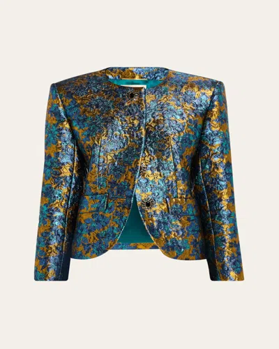 Saint Laurent Metallic Floral Brocade Single-breasted Jacket