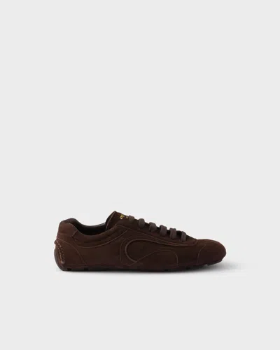 Prada Montecarlo Re-edition 2005 Suede Sneakers In Navy In Brown