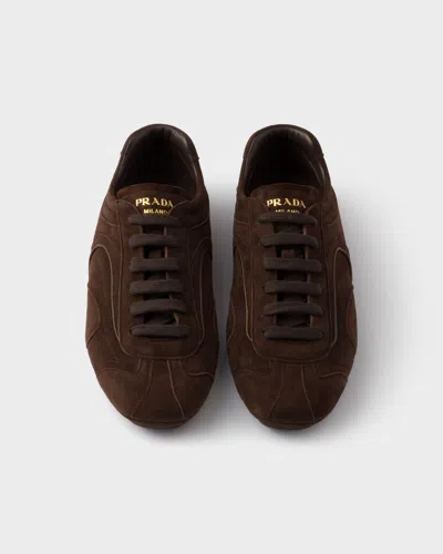 Prada Montecarlo Re-edition 2005 Suede Sneakers In Navy In Brown