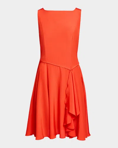 Santorelli Emmy Sleeveless Ruffled Dress In Silk Crepe De Chine