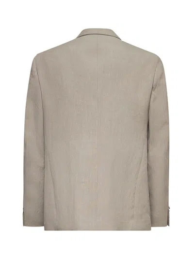 Giorgio Armani Men Beige Linen Canvas Upton Single-breasted Blazer In Neutral