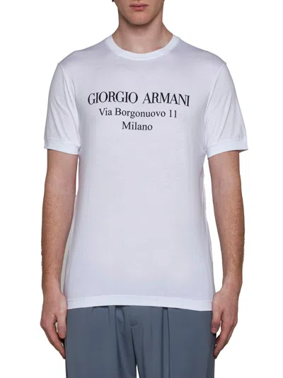 Giorgio Armani Logo Print Cotton Jersey T-shirt In White