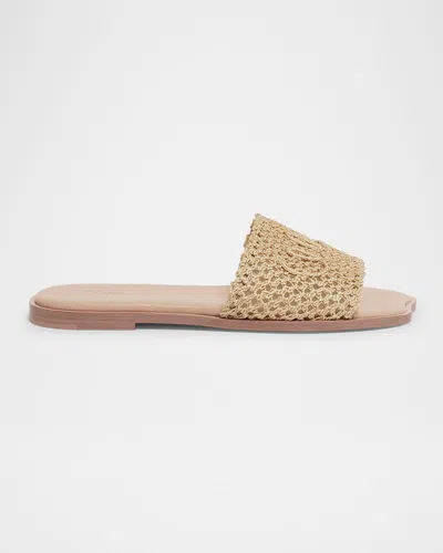 Chloé Soleil Crochet Slide Sandals In Nude