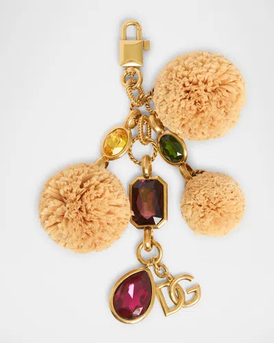Dolce & Gabbana Pompom Multicolor Embellished Bag Charm