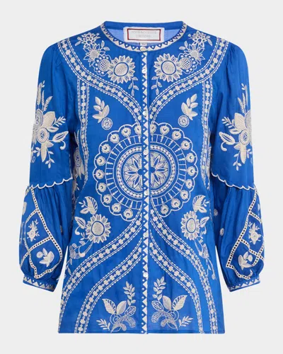 Johnny Was Floral-embroidered Modal Blouse