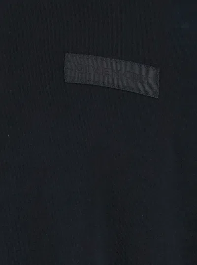 Givenchy Black Crewneck T-shirt With Logo Patch On The Front In Cotton Man In Black