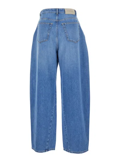 Givenchy Blue Jeans With Logo Patch On The Rear And Wide Leg In Denim Woman