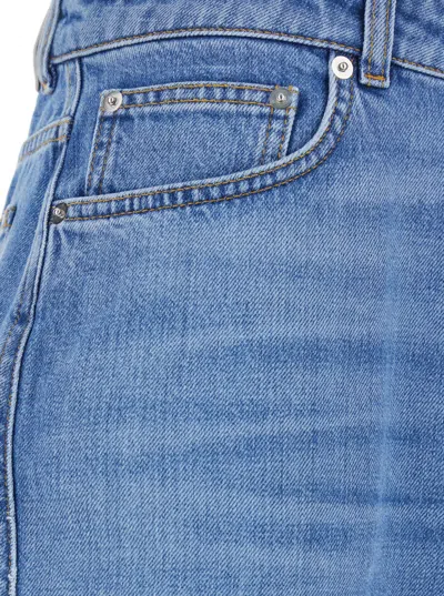 Givenchy Blue Jeans With Logo Patch On The Rear And Wide Leg In Denim Woman