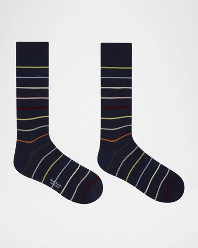 Paul Smith Men's Keith Thin Signature Stripe Crew Socks