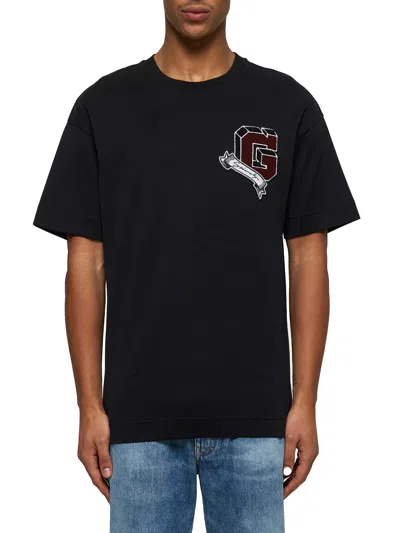 Givenchy Men Black Cotton  College T-shirt In Black