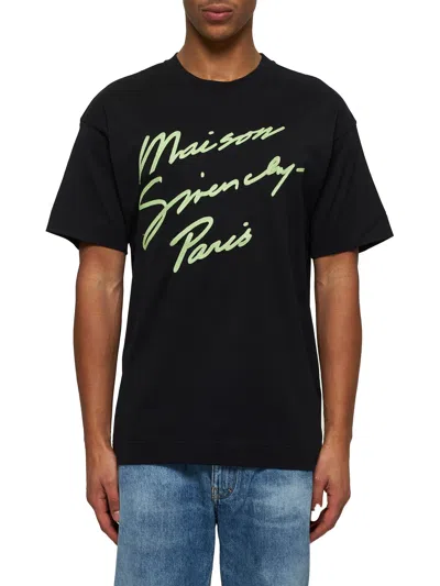 Givenchy Men Black Cotton Maison  T-shirt In Black